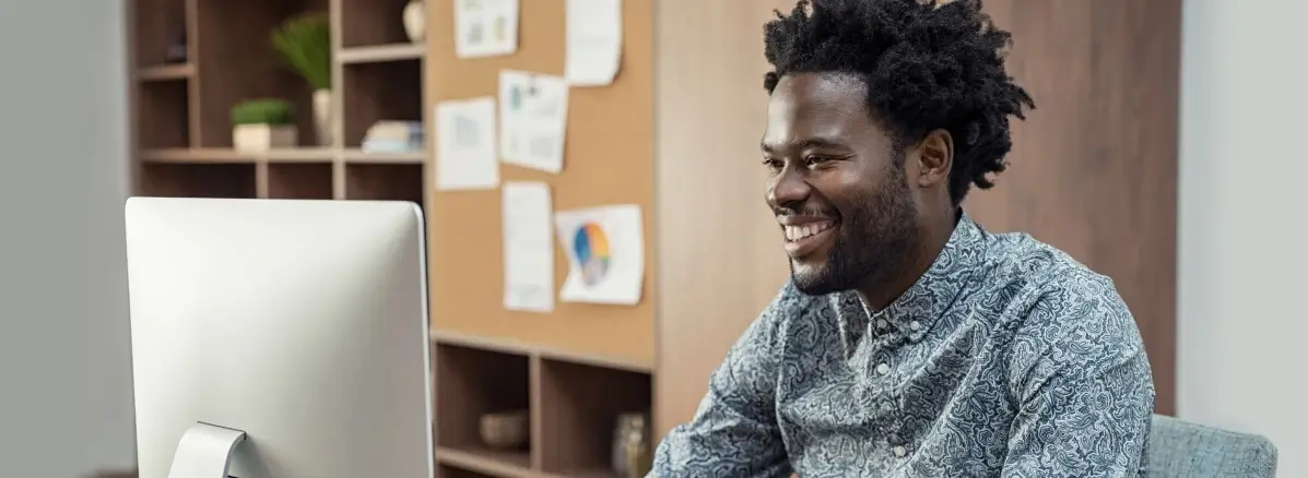 software user at his desk