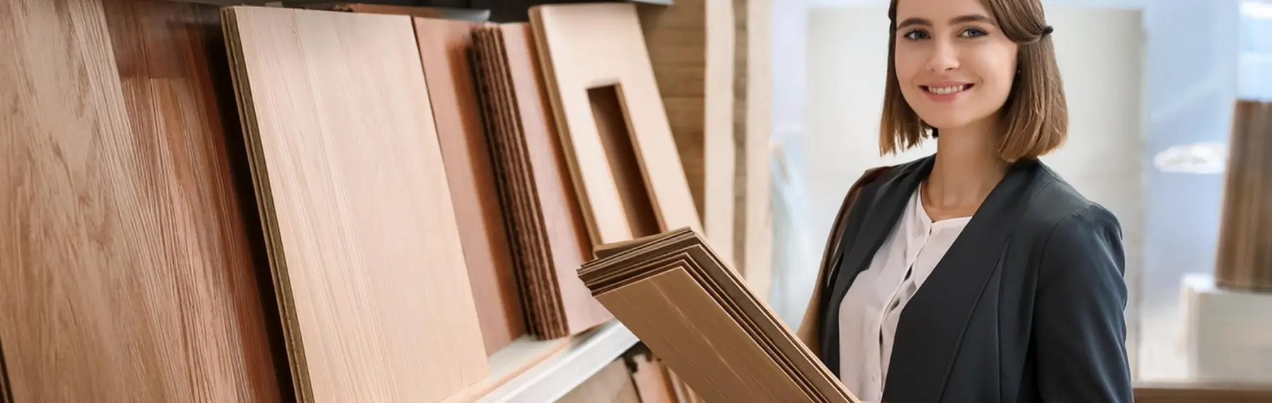 saleswoman in a gallery showroom